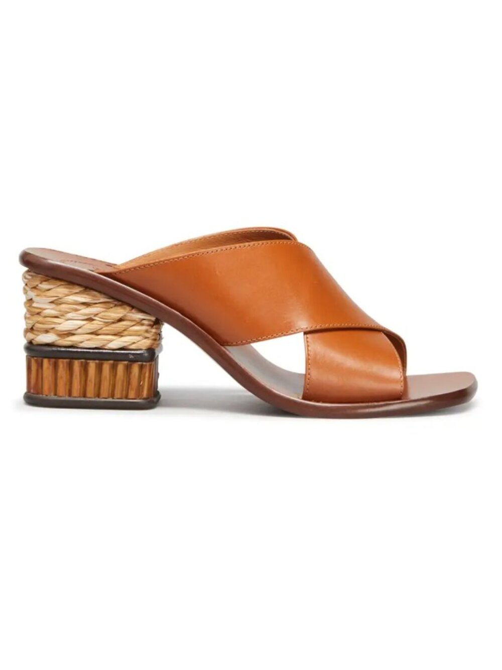 Chloe Tan Leather Braided-Block Heel Sandals